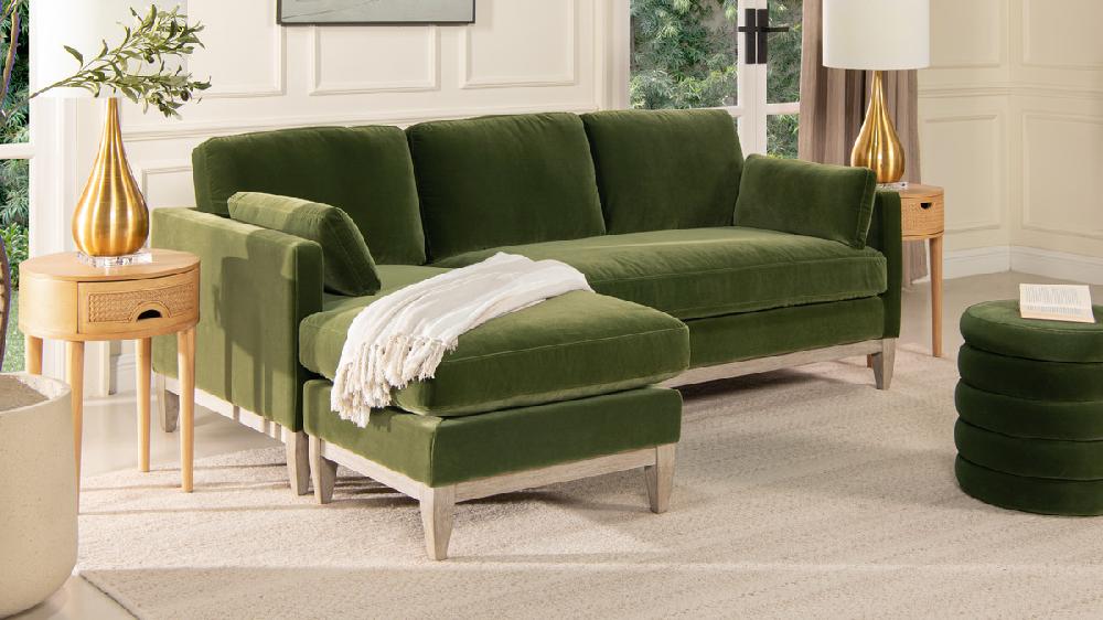 Jennifer Taylor Home Knox 89" Modern Farmhouse Reversible Chaise Sectional Sofa Olive Green