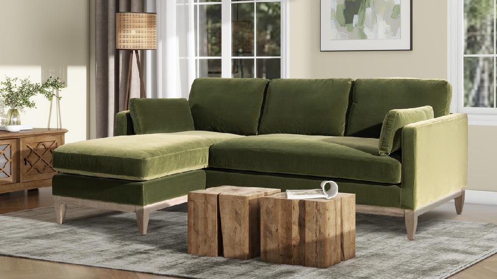 Jennifer Taylor Home Knox 89" Modern Farmhouse Reversible Chaise Sectional Sofa Olive Green