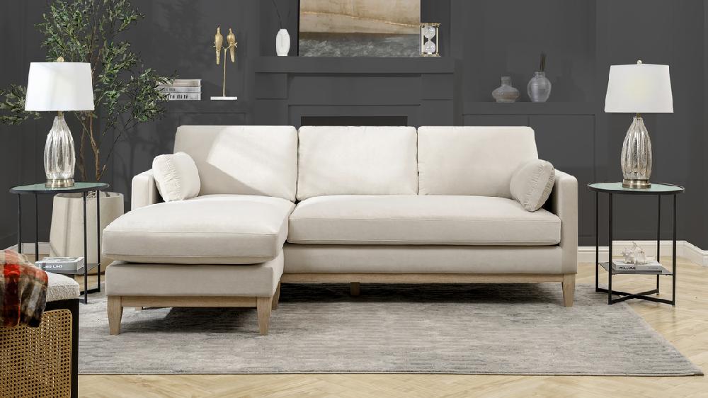 Jennifer Taylor Home Knox 89" Modern Farmhouse Reversible Chaise Sectional Sofa French Beige