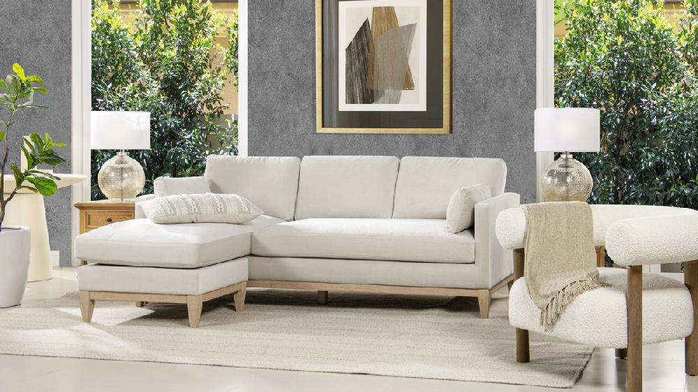 Jennifer Taylor Home Knox 89" Modern Farmhouse Reversible Chaise Sectional Sofa French Beige