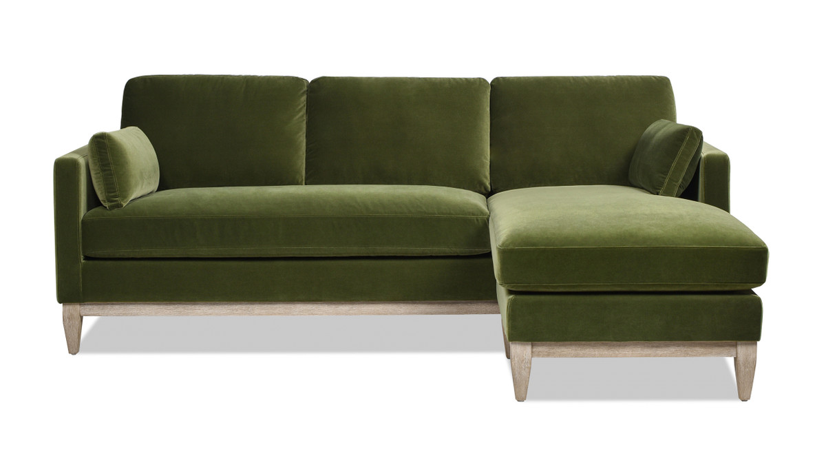 jennifer taylor home Knox 89" Modern Farmhouse Reversible Chaise Sectional Sofa Olive Green