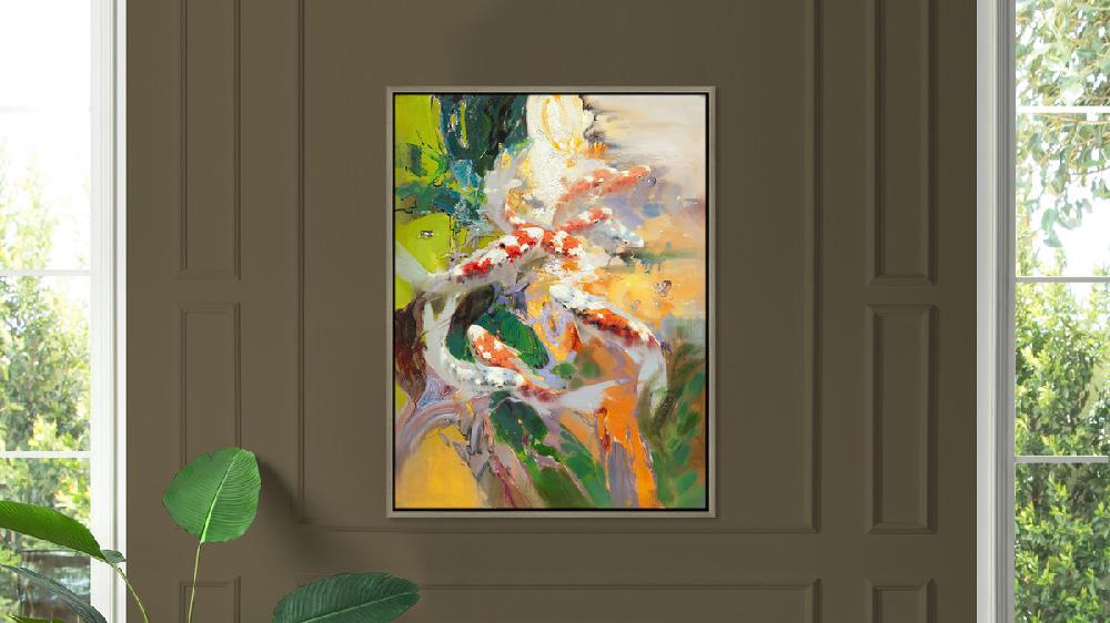 Jennifer Taylor Home Koi 1 50x38 Framed Abstract Koi Fish Giclee Art Print