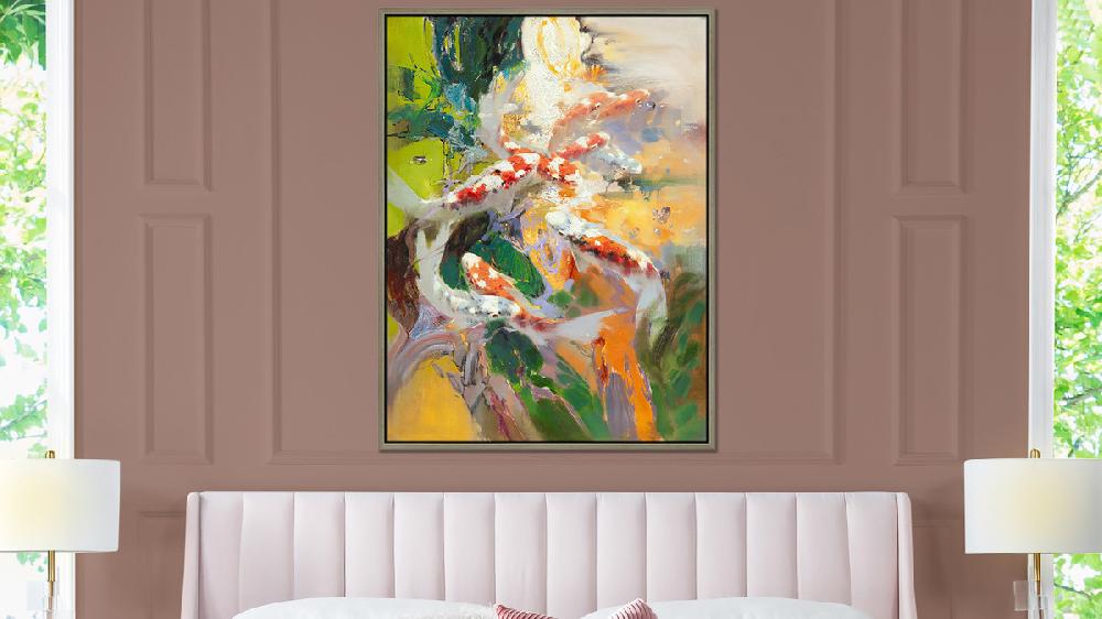 Jennifer Taylor Home Koi 1 50x38 Framed Abstract Koi Fish Giclee Art Print