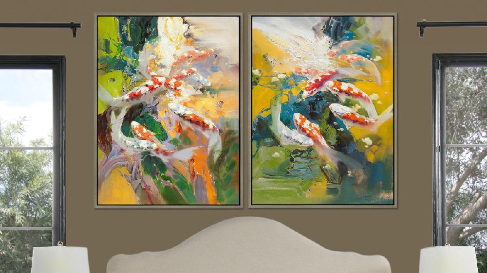 Jennifer Taylor Home Koi 1 50x38 Framed Abstract Koi Fish Giclee Art Print
