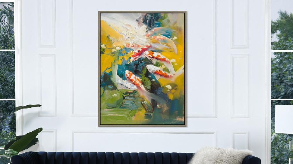 Jennifer Taylor Home Koi 2 50x38 Framed Abstract Koi Fish Giclee Art Print