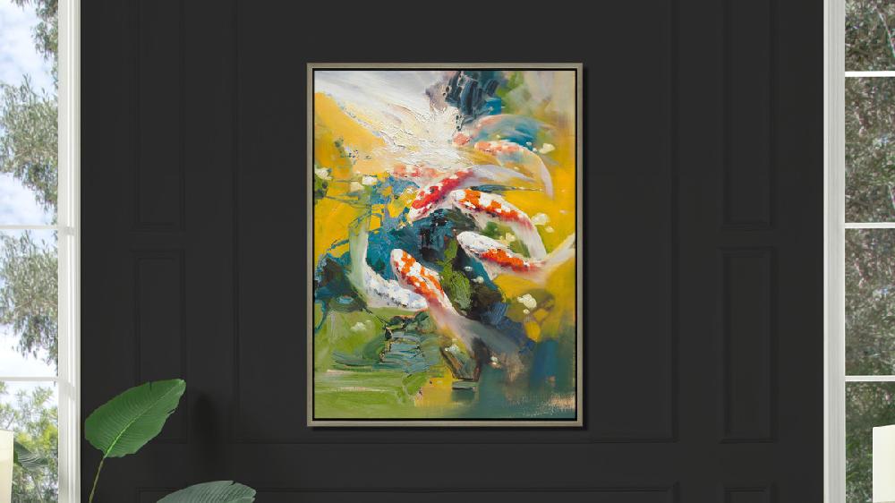 Jennifer Taylor Home Koi 2 50x38 Framed Abstract Koi Fish Giclee Art Print