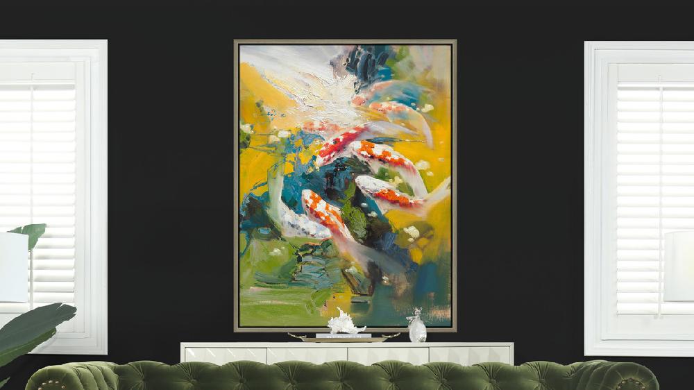 Jennifer Taylor Home Koi 2 50x38 Framed Abstract Koi Fish Giclee Art Print