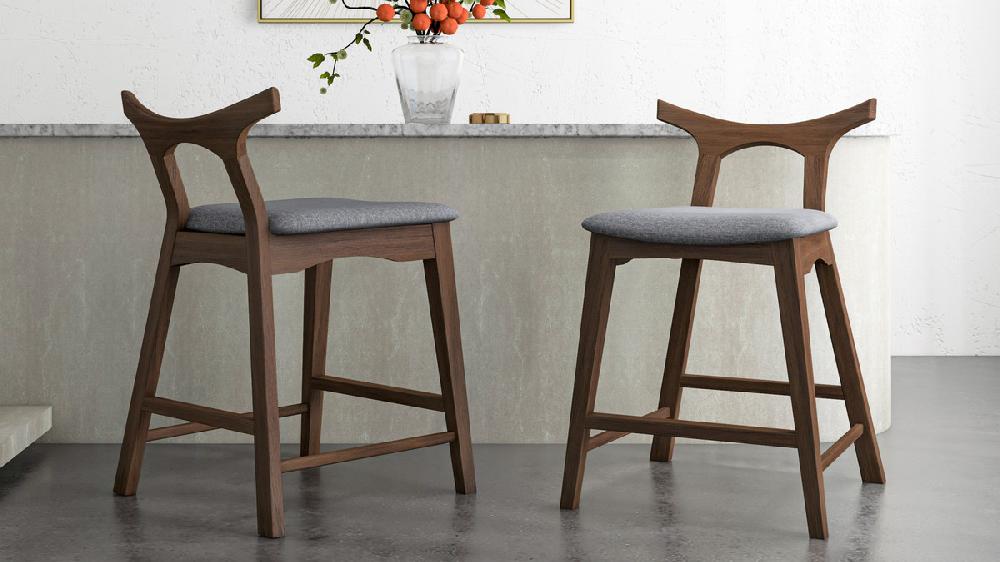 Jennifer Taylor Home Kyler 27.5" Solid Wood Bar Stool With Sculptural Backrest Set Of 2