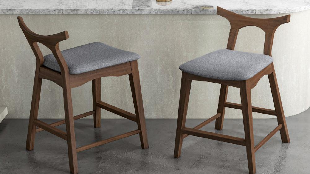 Jennifer Taylor Home Kyler 27.5" Solid Wood Bar Stool With Sculptural Backrest Set Of 2