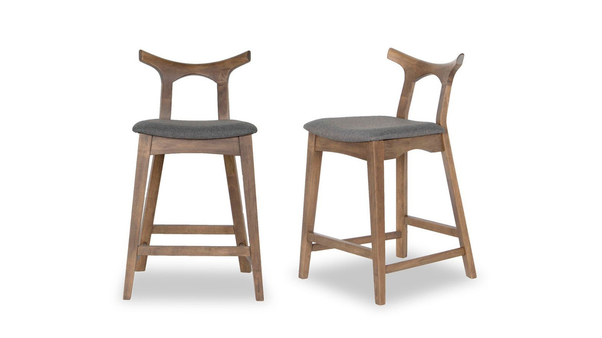 jennifer taylor home Kyler 27.5" Solid Wood Bar Stool with Sculptural Backrest Set of 2