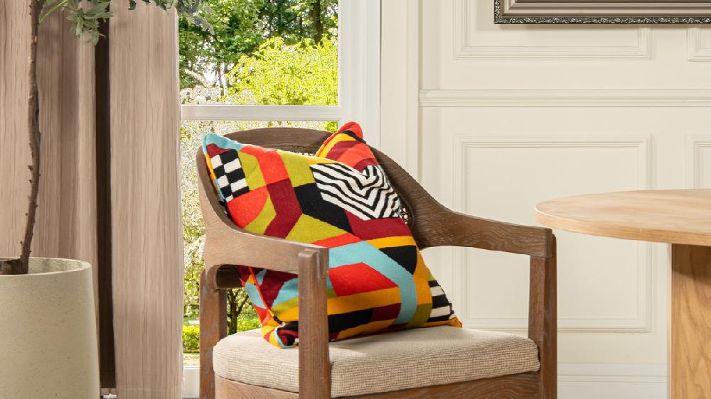 Jennifer Taylor Home La Broderie 20" Square Embroidered Throw Pillow & Feather Down Insert Colorpop Multicolored
