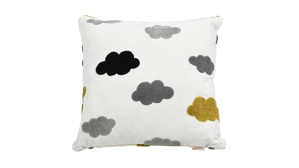 jennifer taylor home La Broderie 20" Square Embroidered Throw Pillow & Feather Down Insert Cumulus Cream White