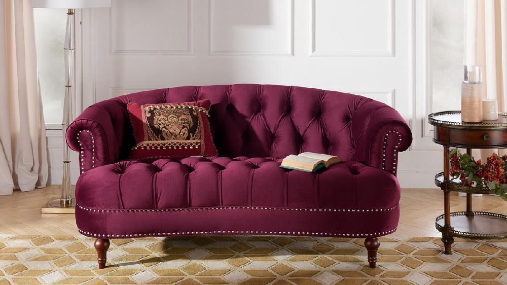 Jennifer Taylor Home La Rosa Victorian Chesterfield Loveseat Burgundy