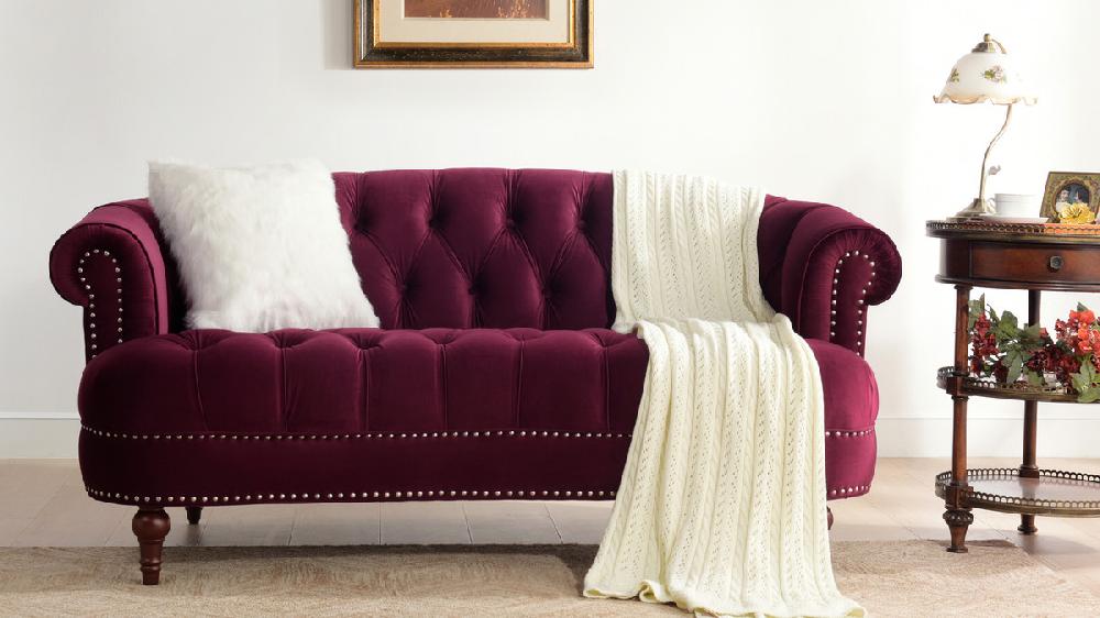 Jennifer Taylor Home La Rosa Victorian Chesterfield Loveseat Burgundy