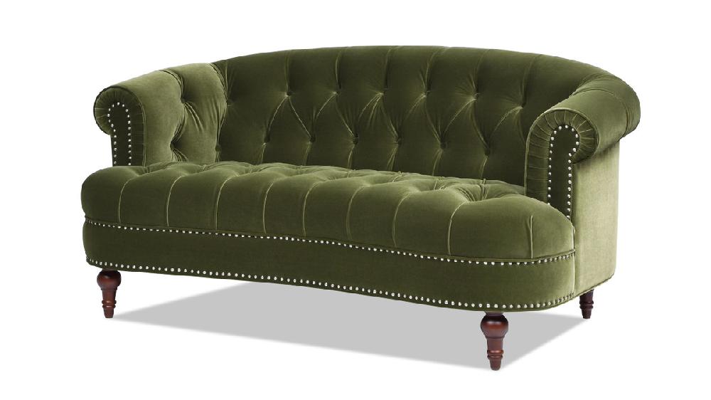Jennifer Taylor Home La Rosa Victorian Chesterfield Loveseat Olive Green