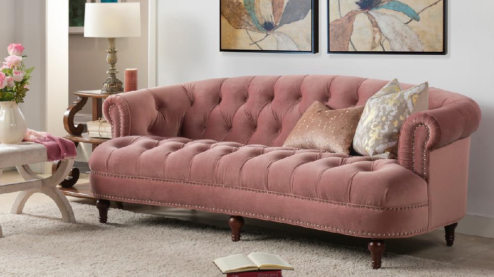 Jennifer Taylor Home La Rosa Victorian Chesterfield Tufted Sofa Ash Rose
