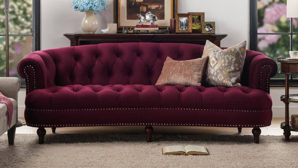 Jennifer Taylor Home La Rosa Victorian Chesterfield Tufted Sofa Burgundy