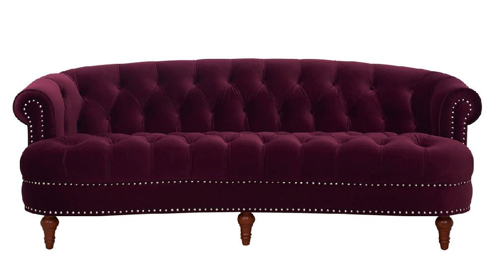 jennifer taylor home La Rosa Victorian Chesterfield Tufted Sofa Burgundy