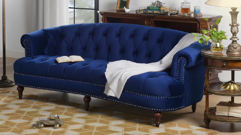 Jennifer Taylor Home La Rosa Victorian Chesterfield Tufted Sofa Navy Blue
