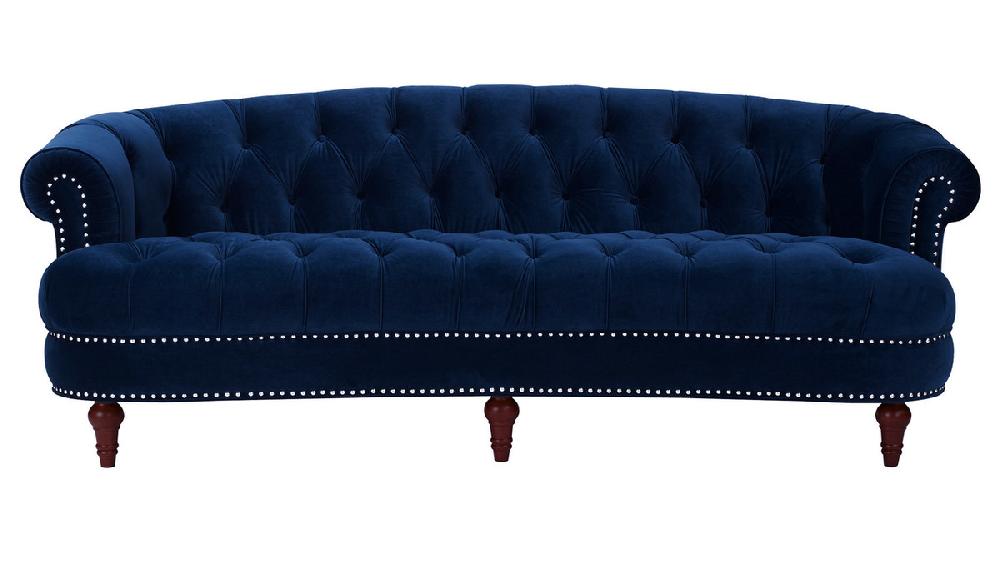 jennifer taylor home La Rosa Victorian Chesterfield Tufted Sofa Navy Blue