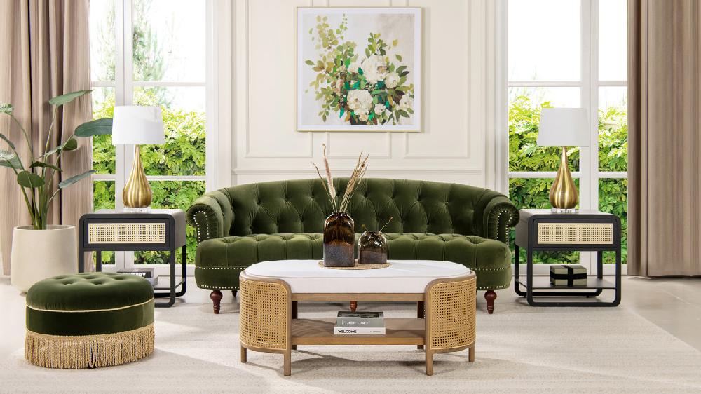 Jennifer Taylor Home La Rosa Victorian Chesterfield Tufted Sofa Olive Green