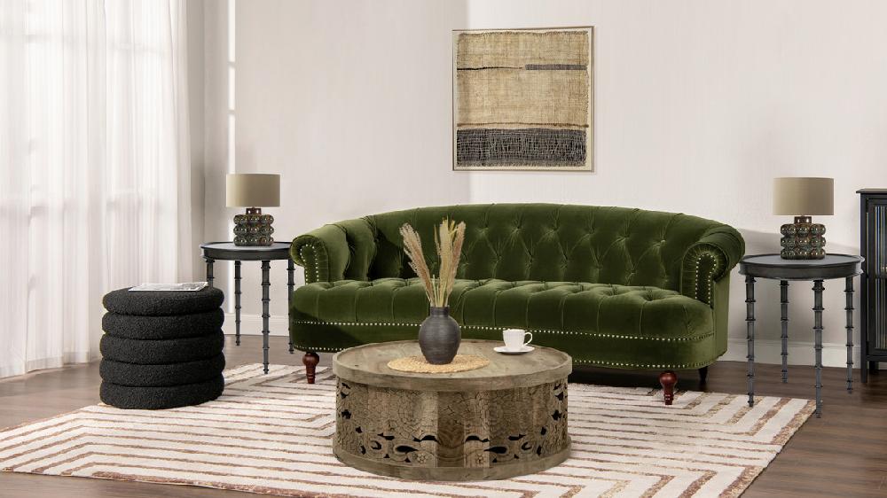 Jennifer Taylor Home La Rosa Victorian Chesterfield Tufted Sofa Olive Green