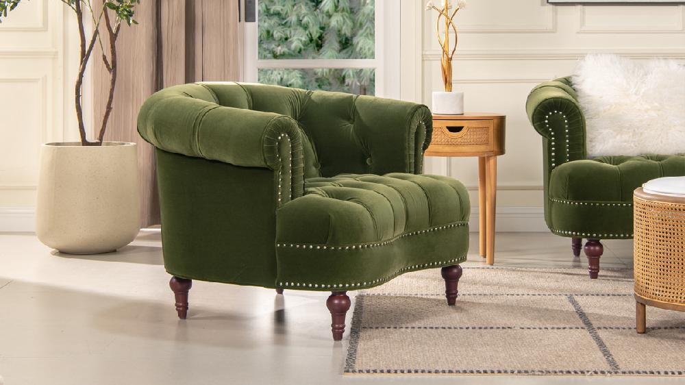 Jennifer Taylor Home La Rosa Victorian Tufted Upholstered Accent Chair Olive Green