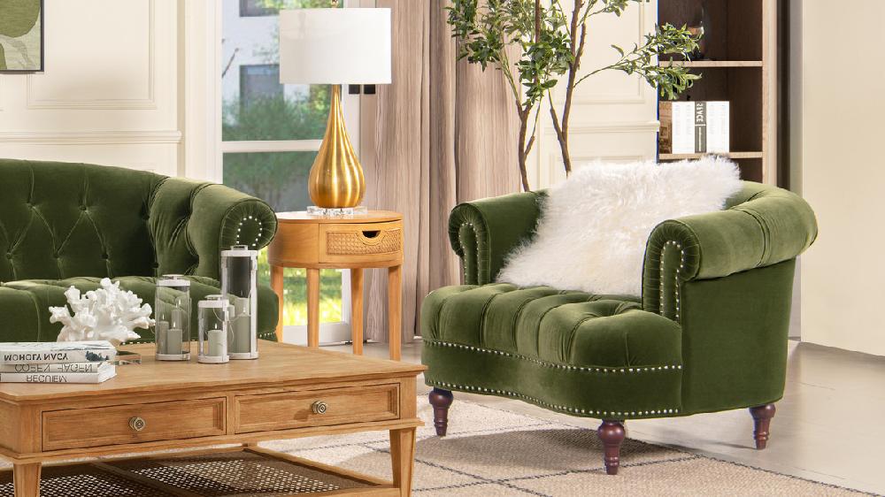 Jennifer Taylor Home La Rosa Victorian Tufted Upholstered Accent Chair Olive Green