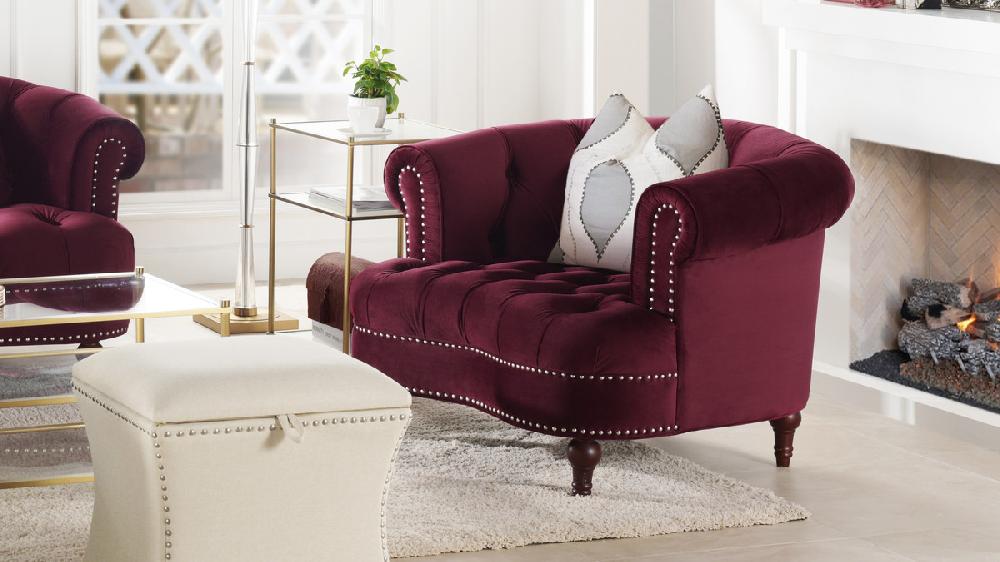 Jennifer Taylor Home La Rosa Victorian Tufted Upholstered Accent Chair Burgundy