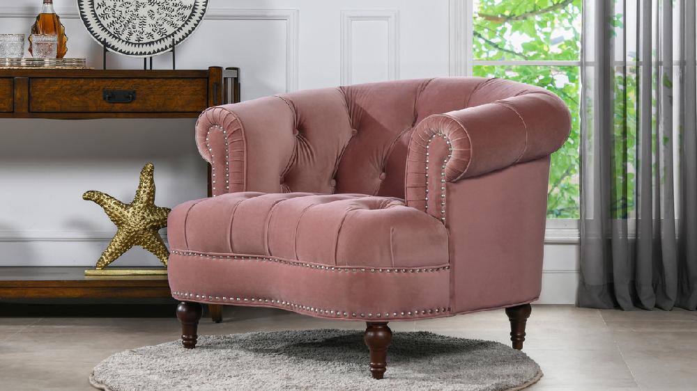Jennifer Taylor Home La Rosa Victorian Tufted Upholstered Accent Chair Ash Rose