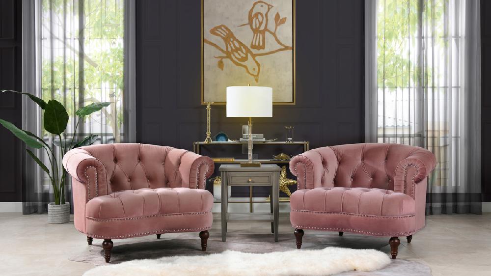 Jennifer Taylor Home La Rosa Victorian Tufted Upholstered Accent Chair Ash Rose