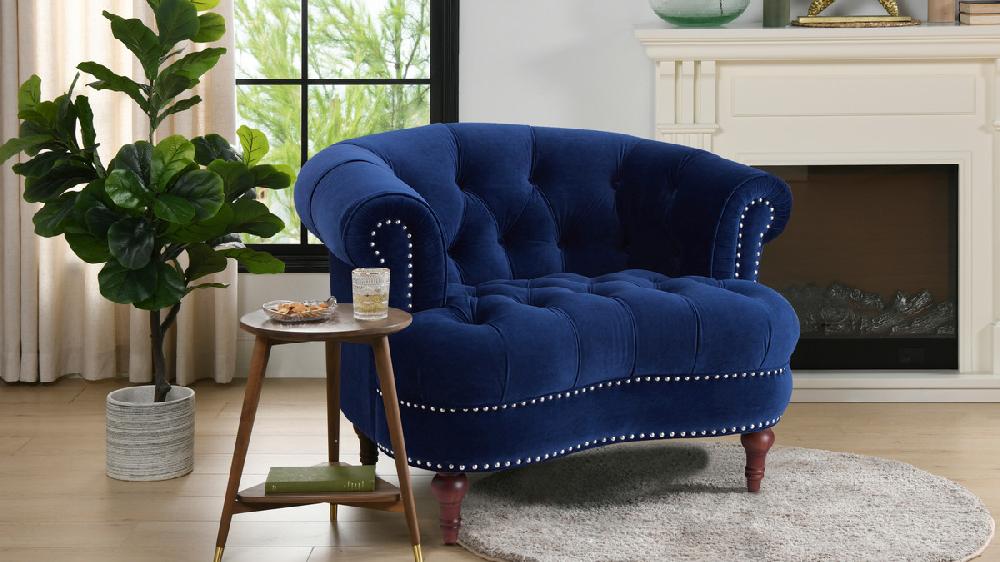 Jennifer Taylor Home La Rosa Victorian Tufted Upholstered Accent Chair Navy Blue