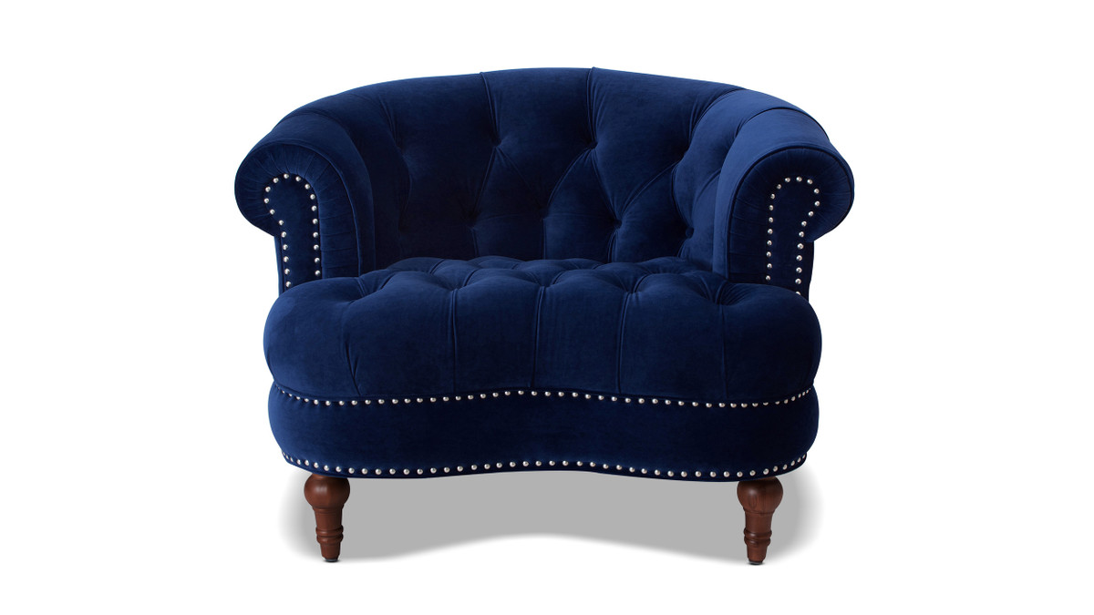 Jennifer Taylor Home La Rosa Victorian Tufted Upholstered Accent Chair Navy Blue