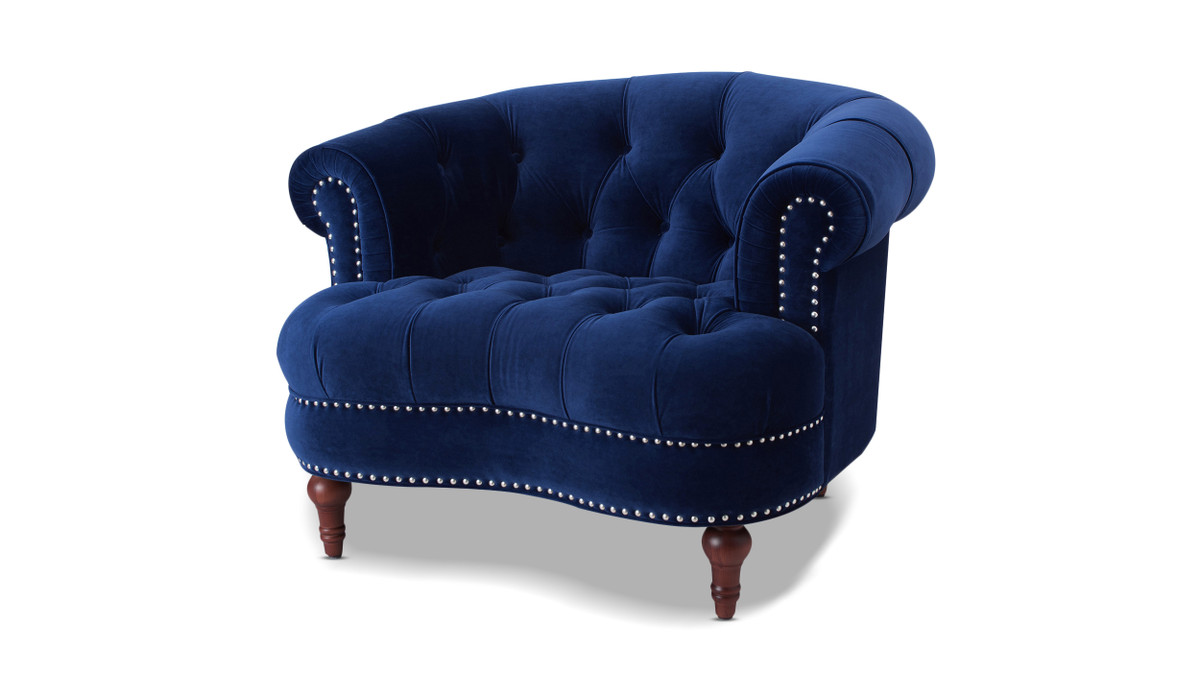 jennifer taylor home La Rosa Victorian Tufted Upholstered Accent Chair Navy Blue