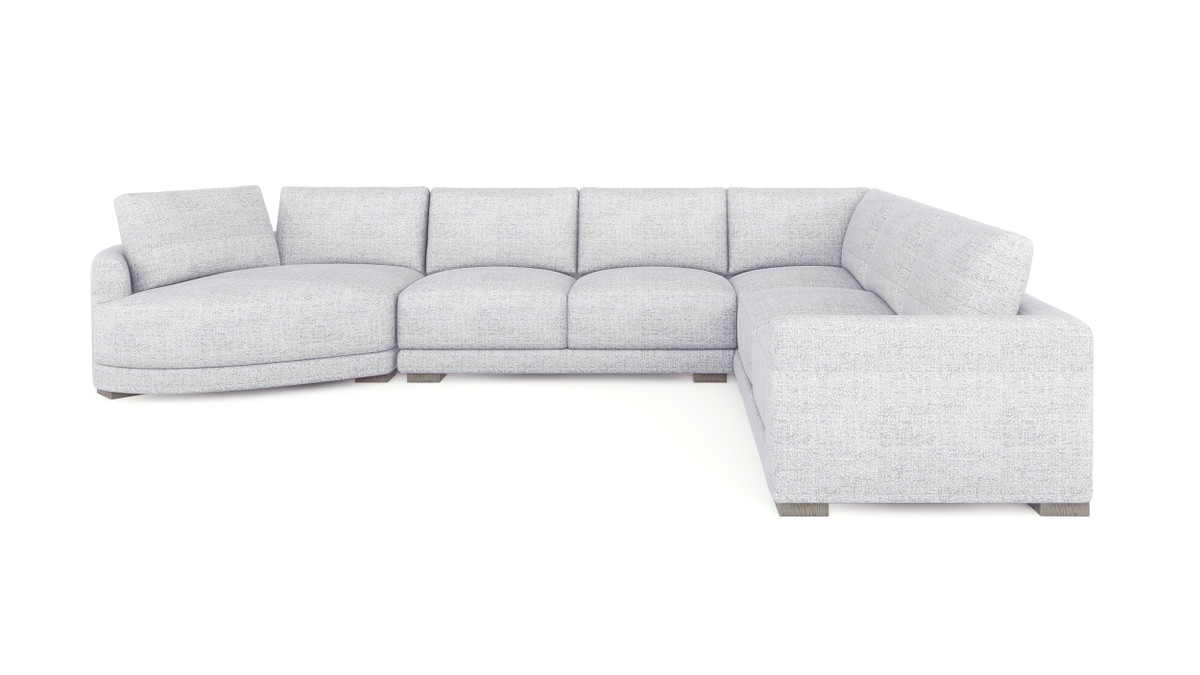 Jennifer Taylor Home Laguna 166" Left-Arm Facing Modern Modular Feather-Cushion 4-Piece Chaise Sectional Sofa Cloud Light Gray