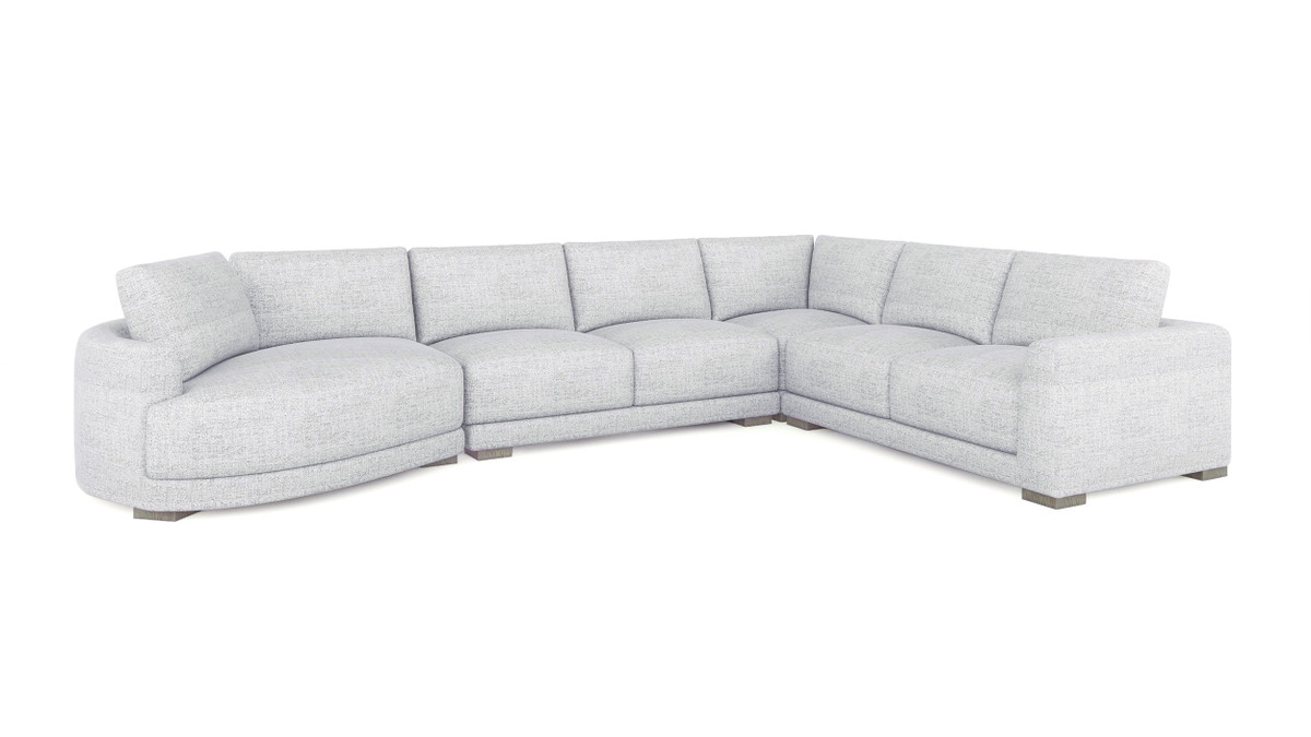 jennifer taylor home Laguna 166" Left-Arm Facing Modern Modular Feather-Cushion 4-Piece Chaise Sectional Sofa Cloud Light Gray