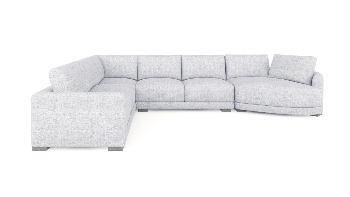 Jennifer Taylor Home Laguna 166" Right-Arm Facing Modern Modular Feather-Cushion 4-Piece Chaise Sectional Sofa Cloud Light Gray