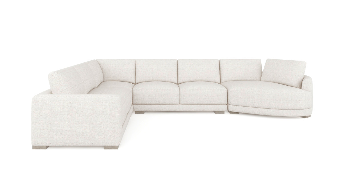 Jennifer Taylor Home Laguna 166" Right-Arm Facing Modern Modular Feather-Cushion 4-Piece Chaise Sectional Sofa Wheat Cream Beige