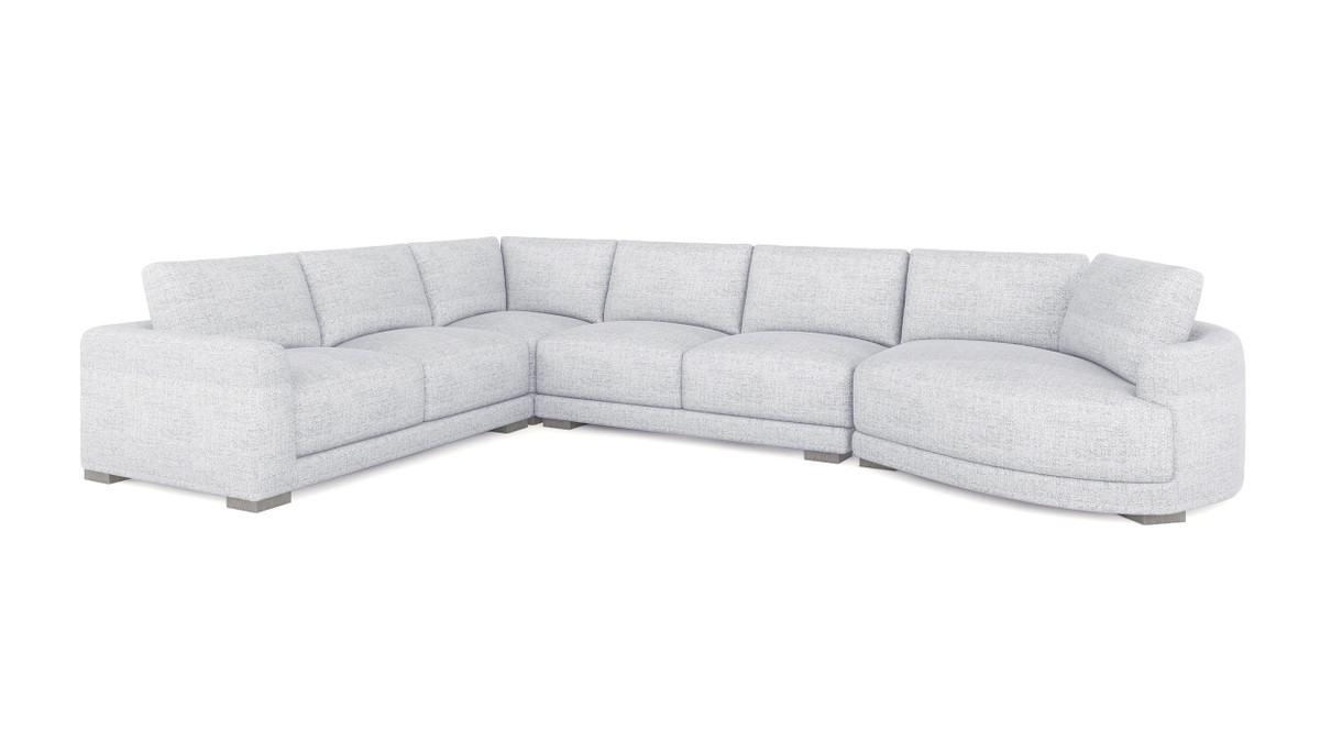 jennifer taylor home Laguna 166" Right-Arm Facing Modern Modular Feather-Cushion 4-Piece Chaise Sectional Sofa Cloud Light Gray