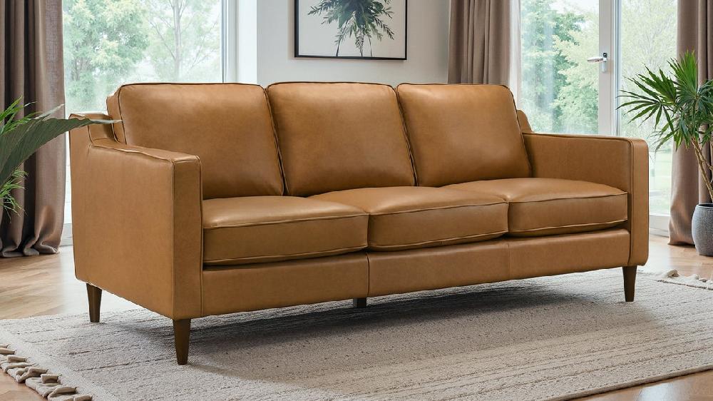 Jennifer Taylor Home Langford 80.7" Genuine Leather Sofa With Track Arms
