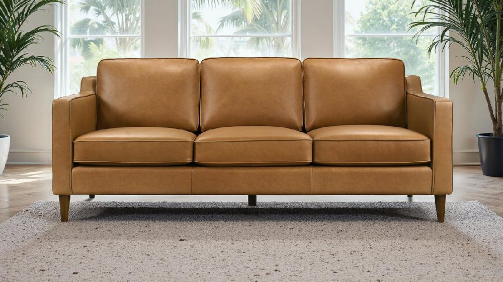 Jennifer Taylor Home Langford 80.7" Genuine Leather Sofa With Track Arms