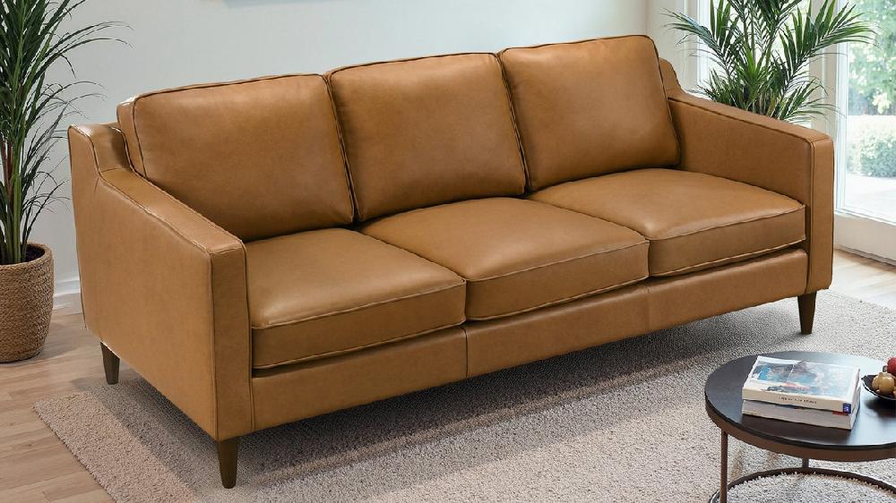 Jennifer Taylor Home Langford 80.7" Genuine Leather Sofa With Track Arms