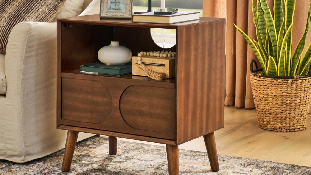 Jennifer Taylor Home Larkin 22.75" Mid-Century Nightstand With Integrated Outlets & USB Ports Walnut Finish