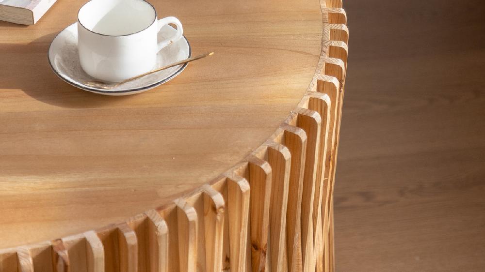 Jennifer Taylor Home Larkspur 31.5" Fir Wood Drum Coffee Table Natural