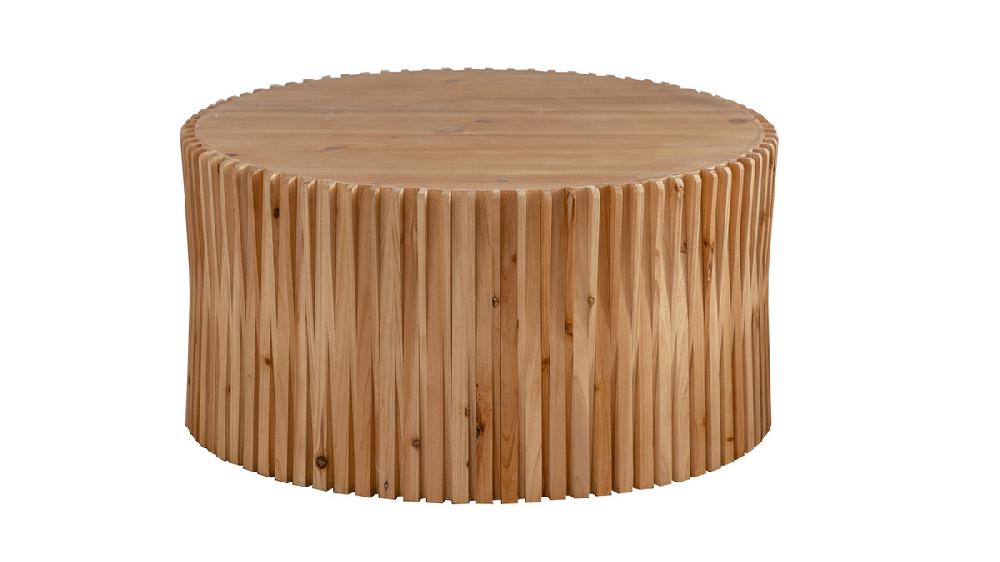 jennifer taylor home Larkspur 31.5" Fir Wood Drum Coffee Table Natural