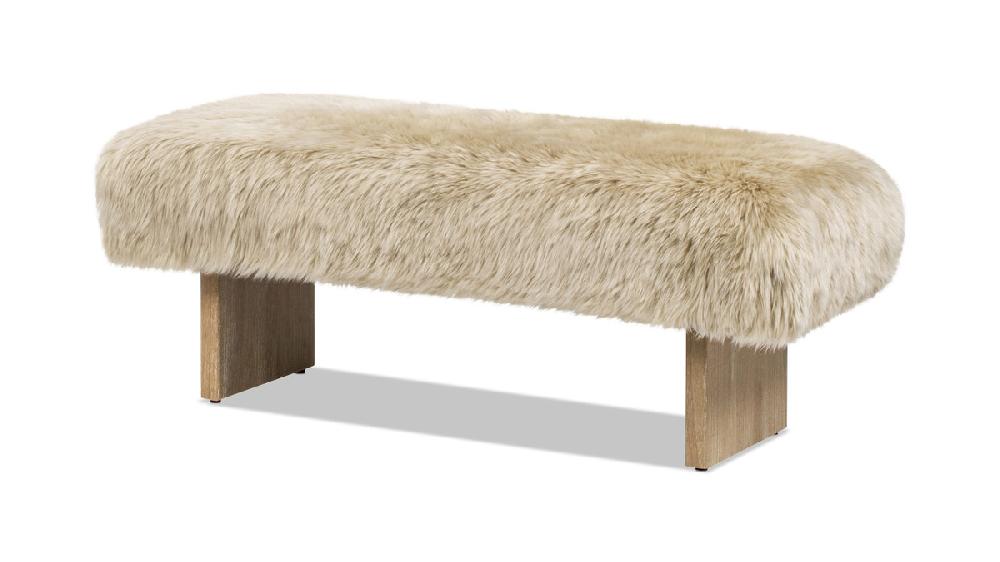 jennifer taylor home Leda 49" Sheepskin Fur Rectangular Accent Bench Natural Blonde