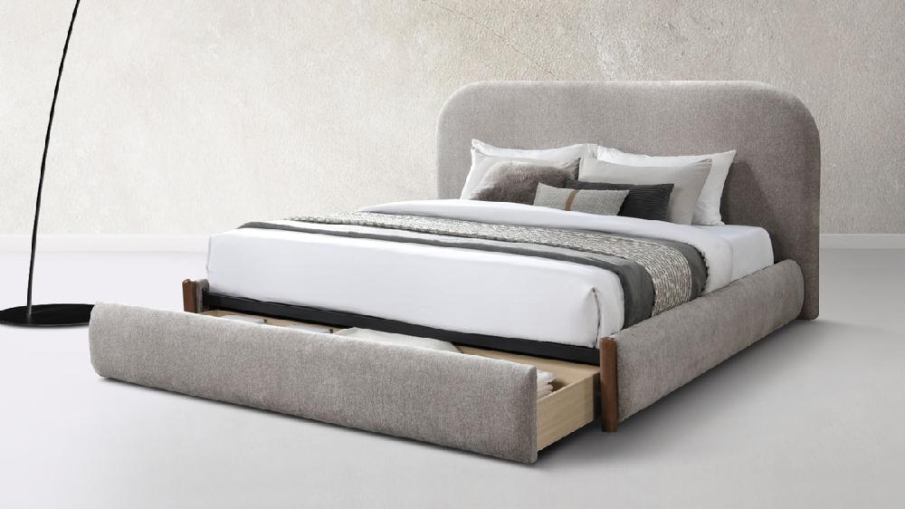 Jennifer Taylor Home Lennox Curved Headboard Queen Platform Bed With Footboard Storage Gray