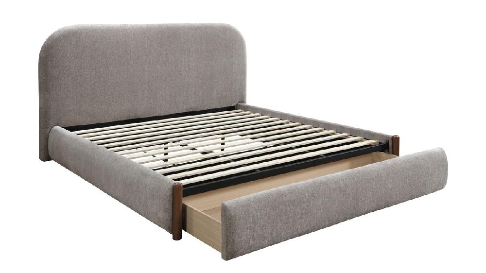 jennifer taylor home Lennox Curved Headboard Queen Platform Bed with Footboard Storage Gray