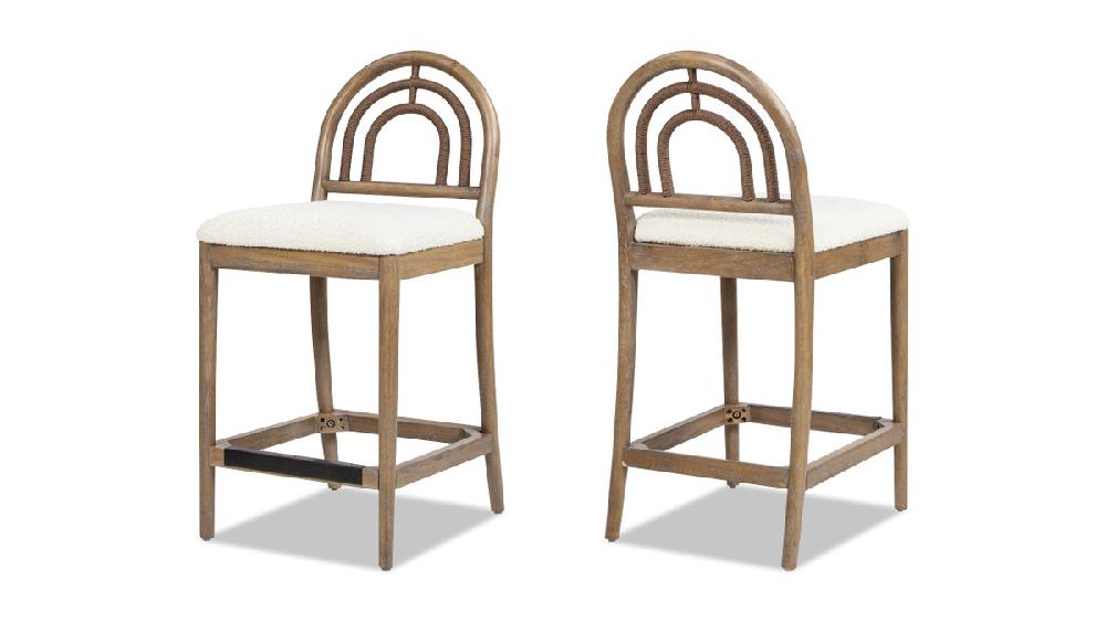 jennifer taylor home Leon 27" Arched Back Wood & Upholstered Counter Stool Set of 2 Ivory White Bouclé jennifer taylor home Leon 27" Arched Back Wood & Upholstered Counter Stool Set of 2 Ivory White Bouclé