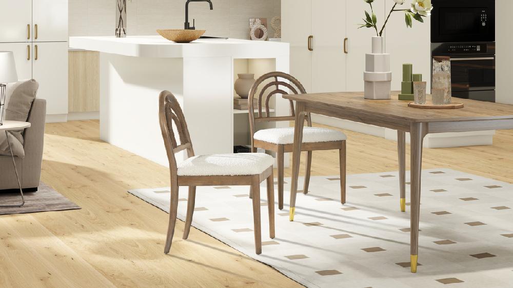 Jennifer Taylor Home Leon Arched Back Wood & Upholstered Dining Chair Set Of 2 Ivory White Bouclé